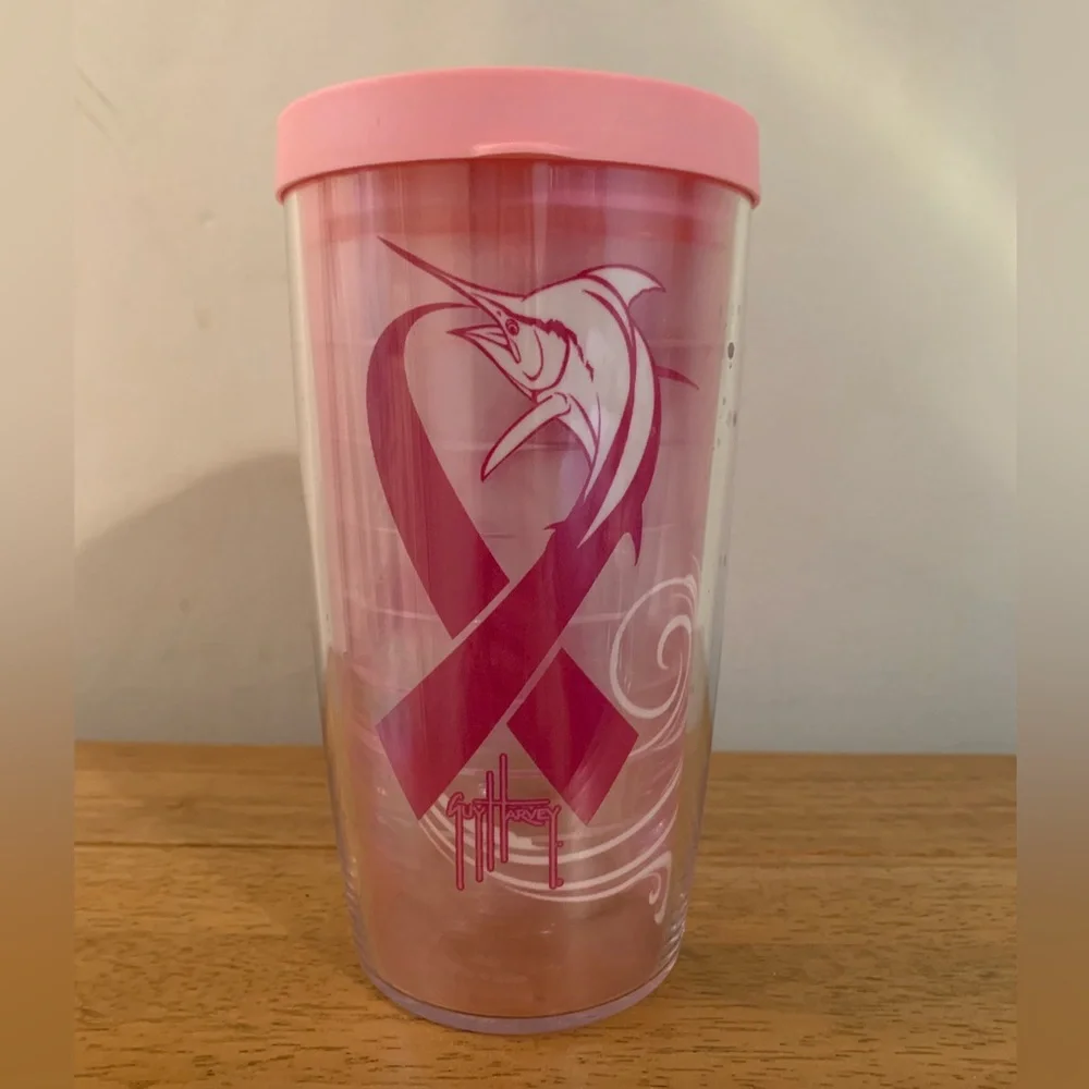 Tervis Tumbler Guy Harvey Pink Ribbon Breast Cancer Awareness Wrap 16oz NEW